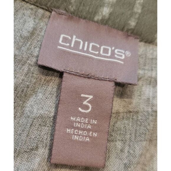 Chico's Dress Women's XL Green Embroidered V Neck Tiered Sundress Vacation - Picture 4 of 6